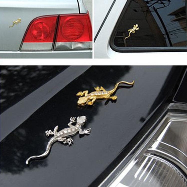 Zinc Alloy Rhinestone Gecko Metal 3D Car Sticker