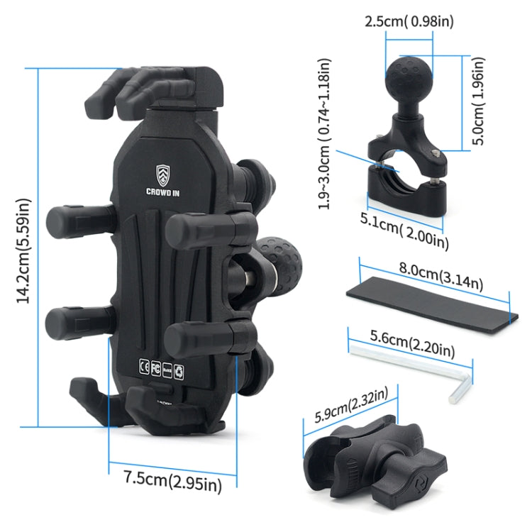 Outdoor Motorcycle Aluminum Alloy Shock-absorbing Mobile Phone Holder - Handlebar Model