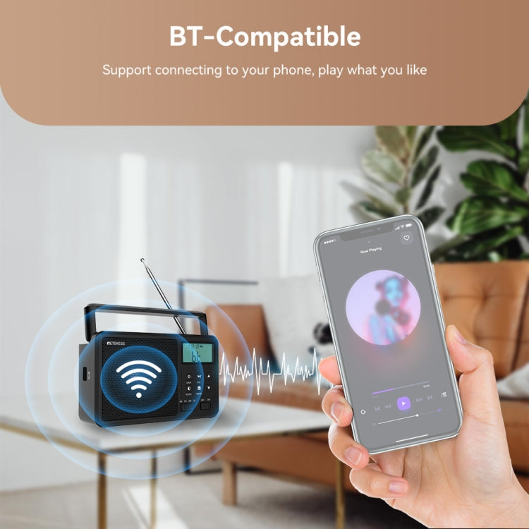 Retekess TR638 LCD Digital Display Full-Band Bluetooth FM Radio Support External Antenna