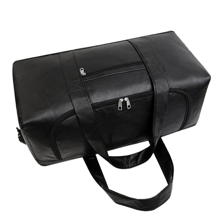 Large-capacity Business Handbag Men's Short Trip Travel Waterproof Leather Luggage Bag, Color: Small Brown