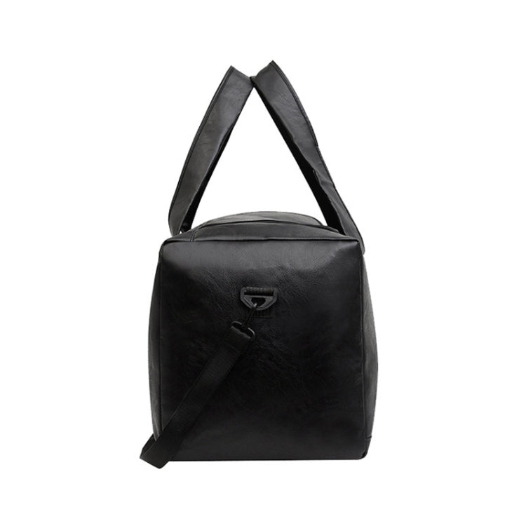 Large-capacity Business Handbag Men's Short Trip Travel Waterproof Leather Luggage Bag, Color: Large Brown