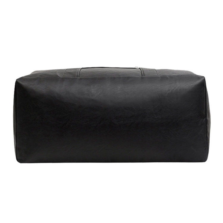 Large-capacity Business Handbag Men's Short Trip Travel Waterproof Leather Luggage Bag, Color: Large Black