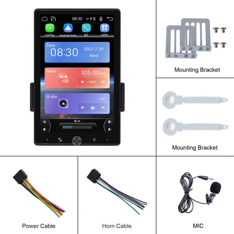 10.4 Inch MP5 Single Butt Vertical Screen Manual Rotation Android Navigation With Wireless Carplay Backup Camera - Standard