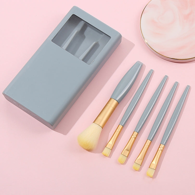 5 In 1 Windowed Mirror Case Portable Mini Multifunctional Makeup Brushes Cosmetic Tool Set