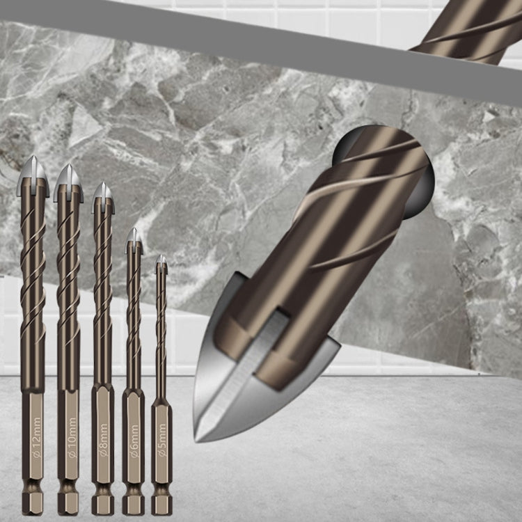 4mm Hexagonal Shank Spiral Flute Cross Alloy Drill Bits Glass Tile Four Edge Drivers