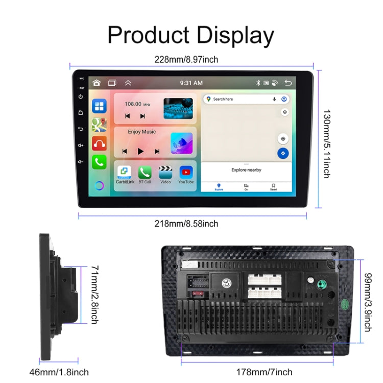 9inch Android 13.0 Dual Butt Universal Wireless Carplay Car Navigation Center Control All-In-One Monitor
