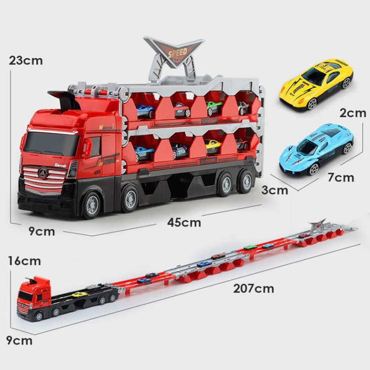 Children Transformable Ejector Truck Toys Foldable Storage Model Alloy Vehicle, Model: With 8 Cars