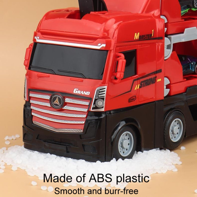 Children Transformable Ejector Truck Toys Foldable Storage Model Alloy Vehicle, Model: With 8 Cars