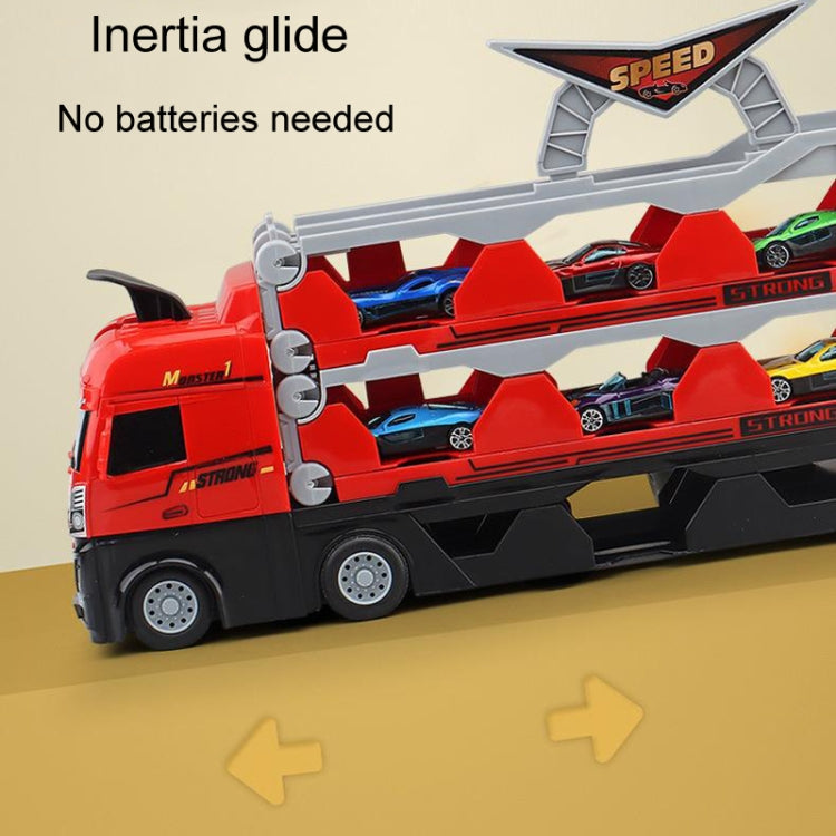 Children Transformable Ejector Truck Toys Foldable Storage Model Alloy Vehicle, Model: With 8 Cars