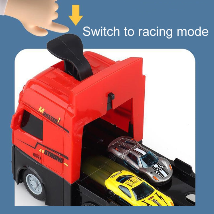 Children Transformable Ejector Truck Toys Foldable Storage Model Alloy Vehicle, Model: With 8 Cars