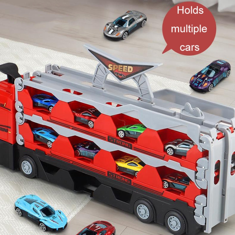 Children Transformable Ejector Truck Toys Foldable Storage Model Alloy Vehicle, Model: With 8 Cars
