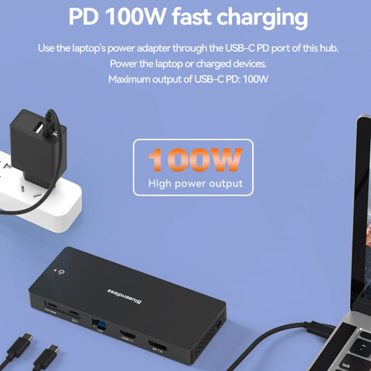 Blueendless 12-In-1 HD Multifunctional Docking Station 10Gbps Splitter With Switch