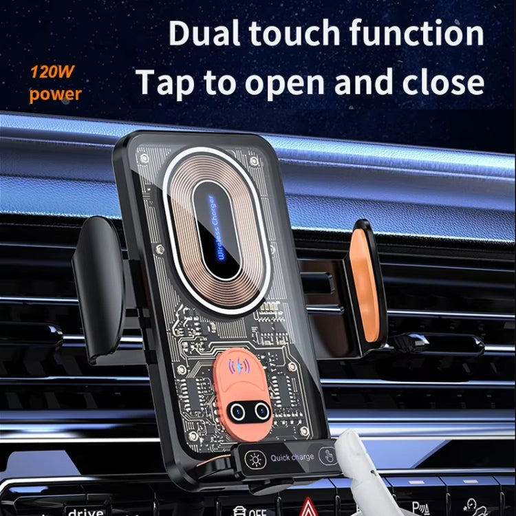 120W Transparent Car Wireless Charger Cell Phone Holder Magnetic Fast Charger - Black
