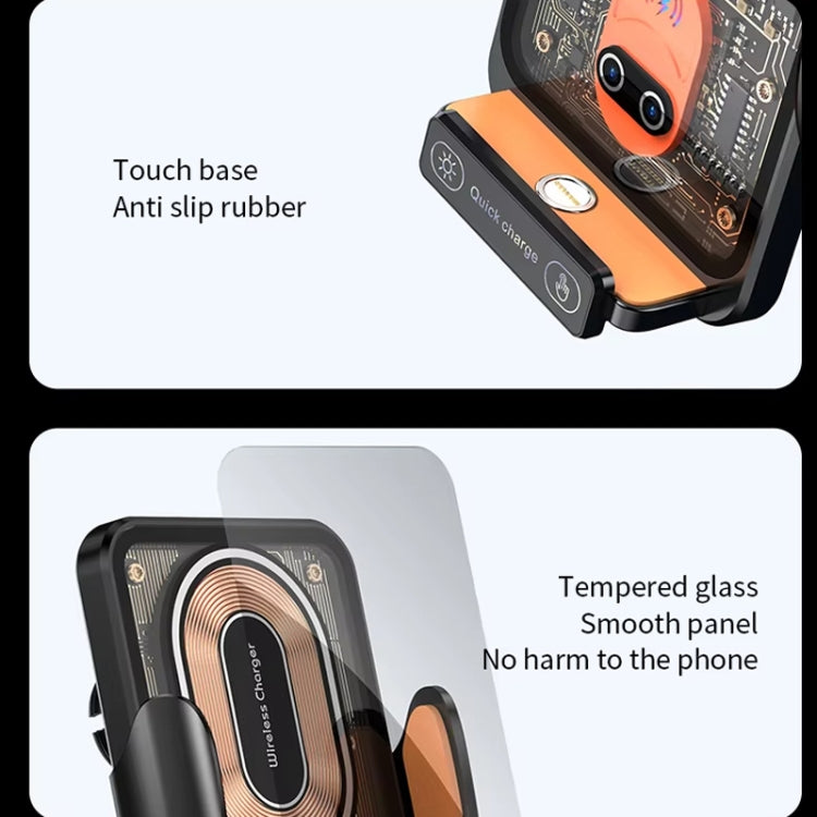 120W Transparent Car Wireless Charger Cell Phone Holder Magnetic Fast Charger - Black