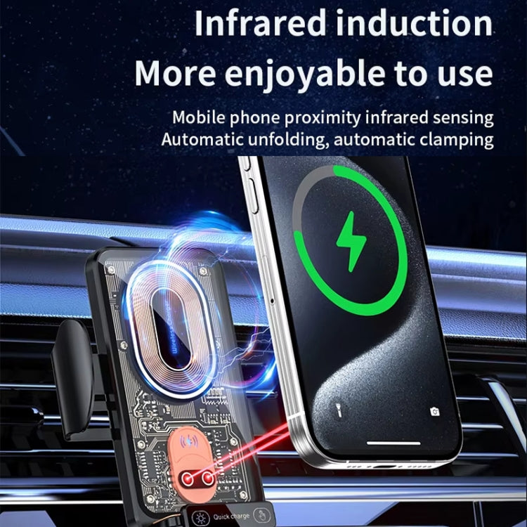 120W Transparent Car Wireless Charger Cell Phone Holder Magnetic Fast Charger - Black