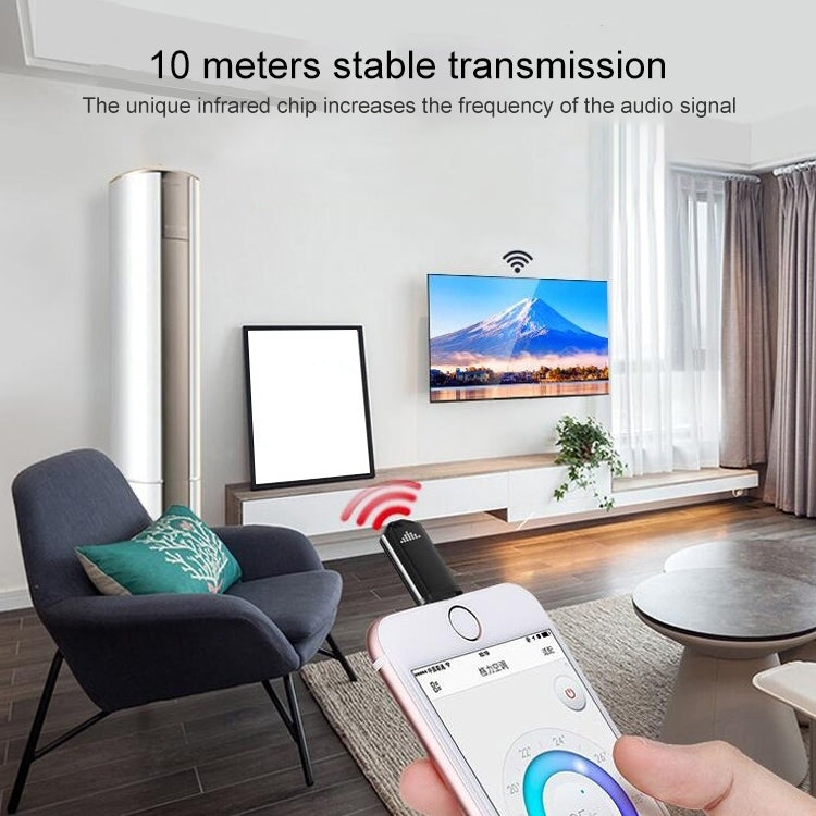 R09 For iPhone 15 Series Mobile Phone Infrared TV Air Conditioner Smart Remote Control - Black USB-C