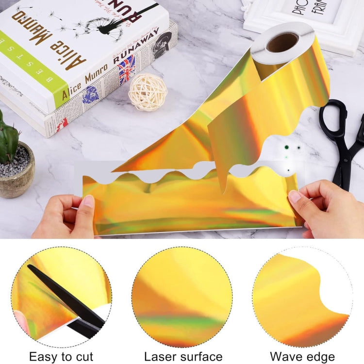 7.6cm x 5m Fan-Shaped Laser Gold Border Paper Bulletin Board Border Decoration