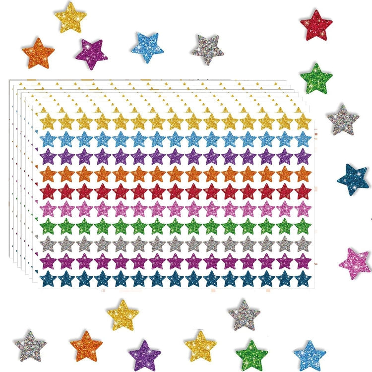 1500pcs / Pack Colorful Glitter Five-pointed Star Stickers Stationery Stickers  125 x 195mm