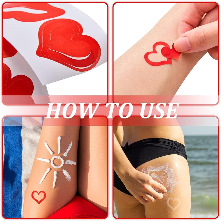 500pcs /Roll Red Lips Tanning Sunbathing Stickers Self Adhesive Body Stickers