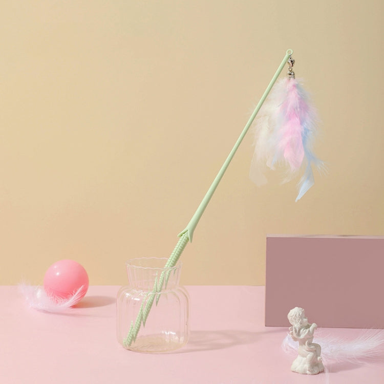 Cats Detachable Self-Exciting Toys Bell And Feather Teaser, Color: Corn Green