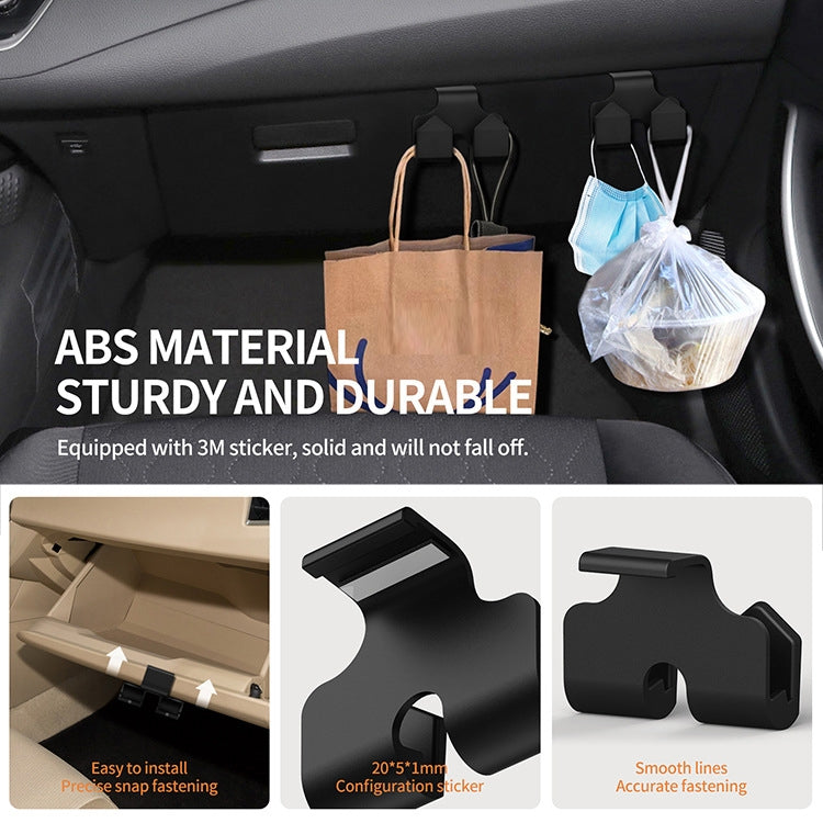 2pcs Car Front Armrest Box Storage Hook For Toyota Corolla Camry Avalon RAV4 - Black