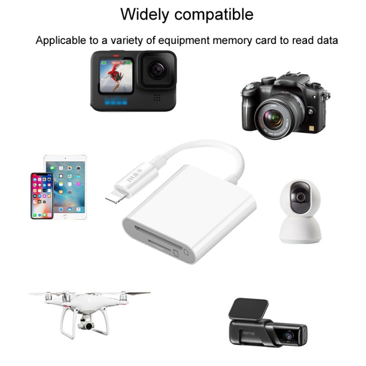 JINGHUA Mobile Phone Card Reader Converter Memory Card Reader, Model: Lighning With Cable SD