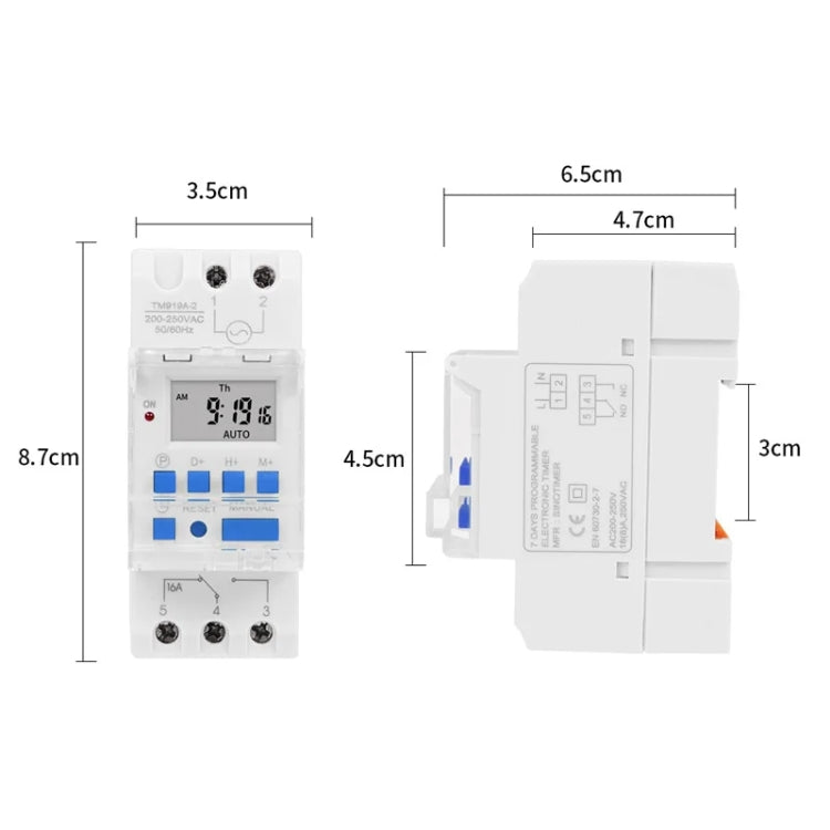 SINOTIMER TM919A-3 24V 16A Din Rail Mount Digital Timer Switch Microcomputer Weekly Programmable Time Relay Control