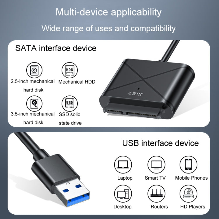 JINGHUA USB3.0 To SATA HDD Adapter Cable For 2.5/3.5 Inch External HDD SSD Hard Drive - 30cm