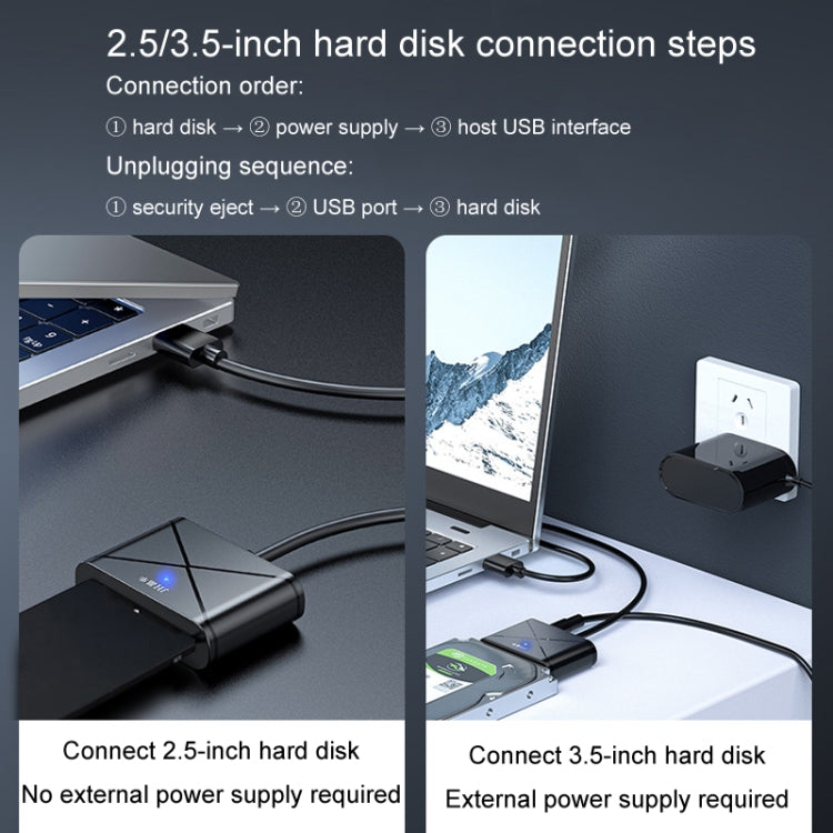 JINGHUA USB3.0 To SATA HDD Adapter Cable For 2.5/3.5 Inch External HDD SSD Hard Drive - 30cm