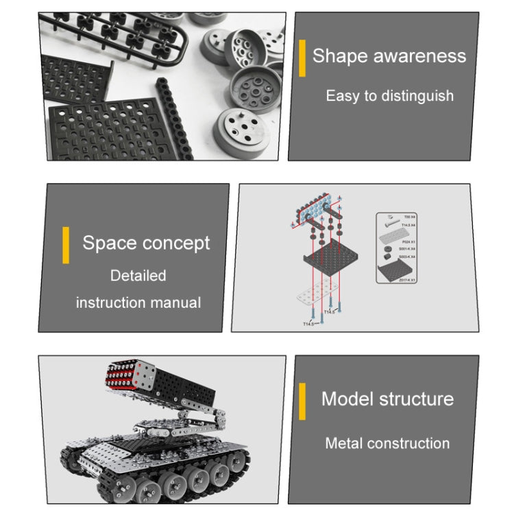 945pcs / Box Stereoscopic Metal Assembly Tank Model Ornament Hand- Assembling Building Blocks Toys