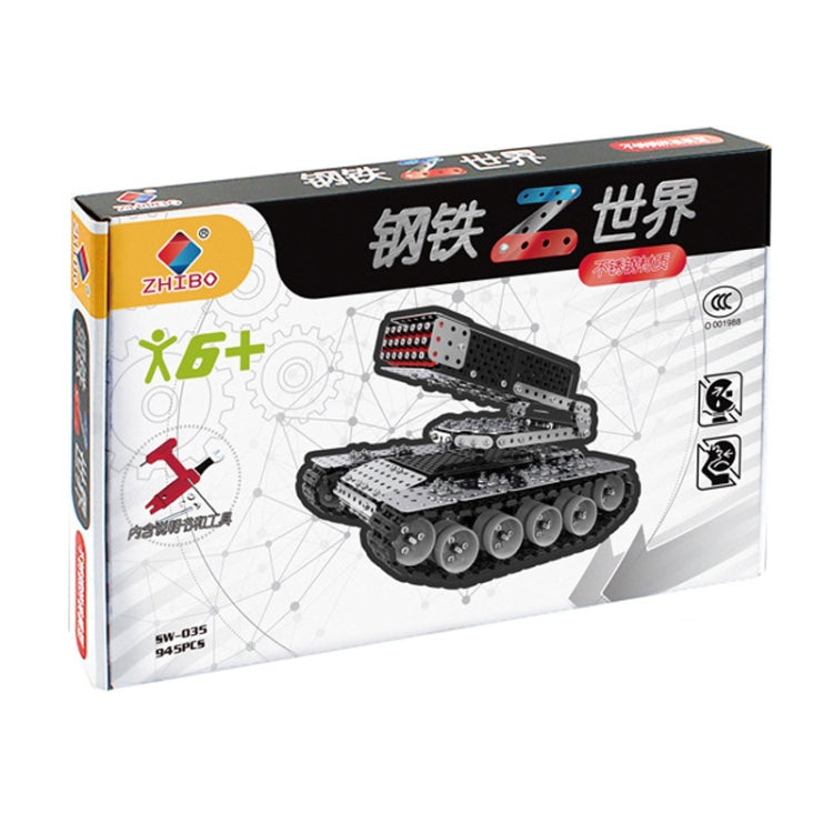 945pcs / Box Stereoscopic Metal Assembly Tank Model Ornament Hand- Assembling Building Blocks Toys