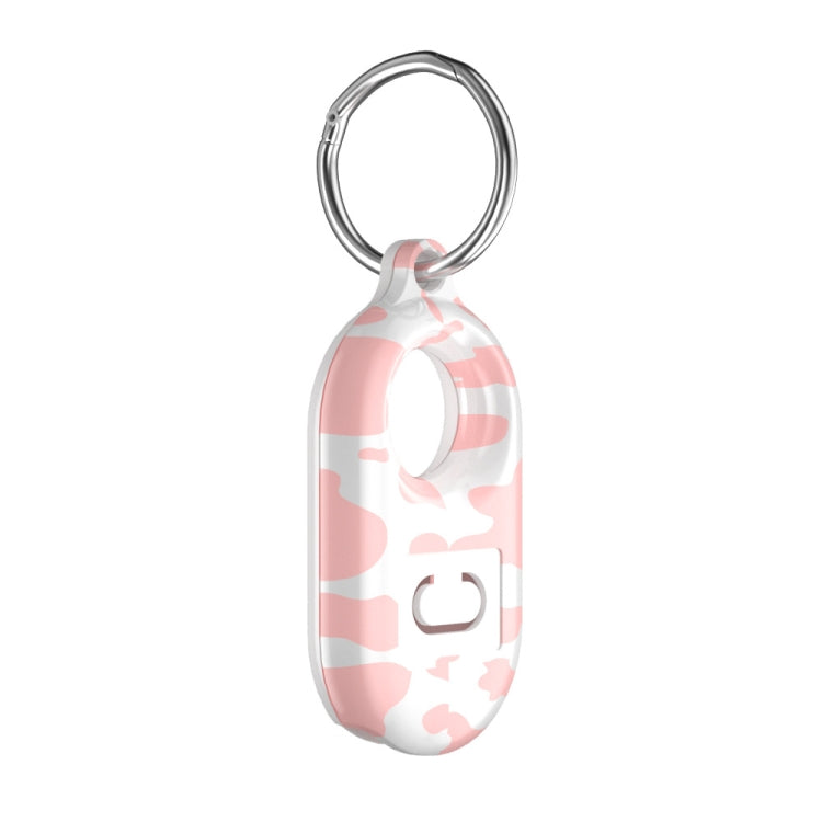For Samsung Galaxy SmartTag2 Tracker Protective Case Location Full Cover PC Case With Keychain, Color: Pink Cow