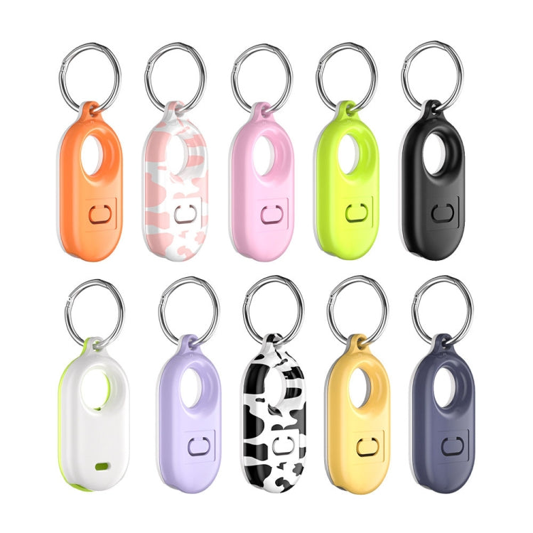 For Samsung Galaxy SmartTag2 Tracker Protective Case Location Full Cover PC Case With Keychain, Color: Pink+White