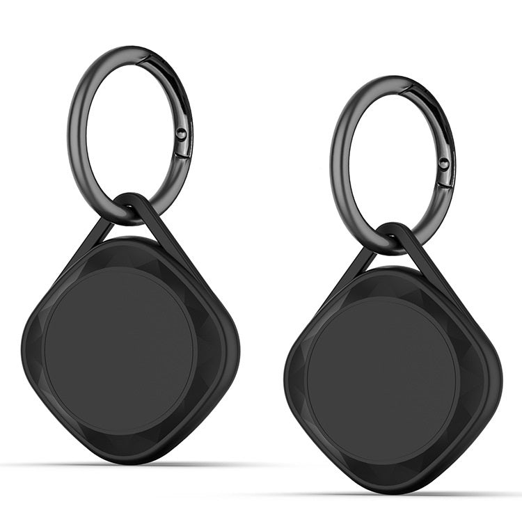 2sets For AirTag 2nd Gen / AirTag 1st Gen Bluetooth Tracker Hard Rubber Anti-Fall Protective Cover - Black 2pcs