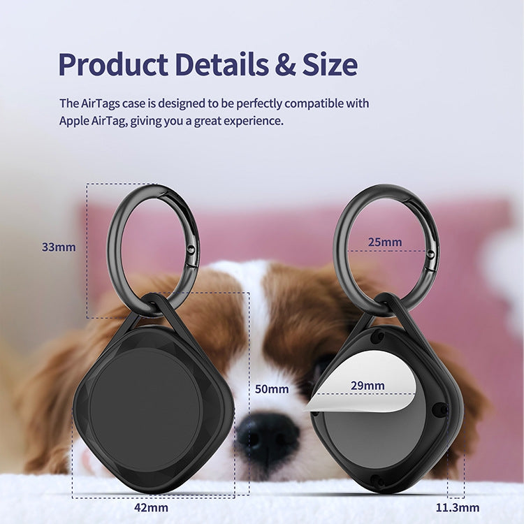 2sets For AirTag 2nd Gen / AirTag 1st Gen Bluetooth Tracker Hard Rubber Anti-Fall Protective Cover - Black 2pcs
