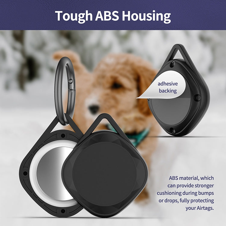 2sets For AirTag 2nd Gen / AirTag 1st Gen Bluetooth Tracker Hard Rubber Anti-Fall Protective Cover - Black 2pcs
