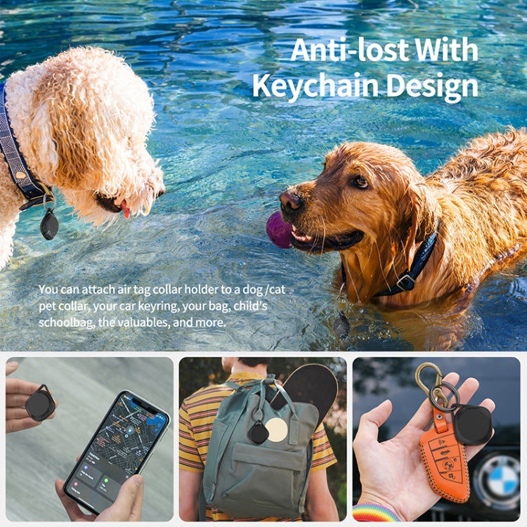 2sets For AirTag 2nd Gen / AirTag 1st Gen Bluetooth Tracker Hard Rubber Anti-Fall Protective Cover - Black 2pcs
