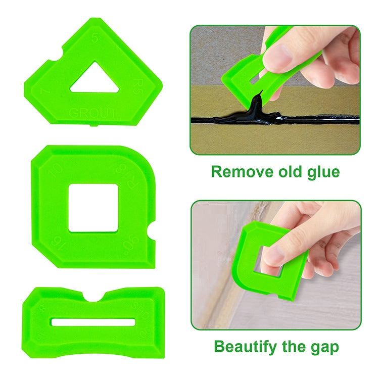 2sets Multifunctional Glue Scraper Silicone Seam Scraper - Green