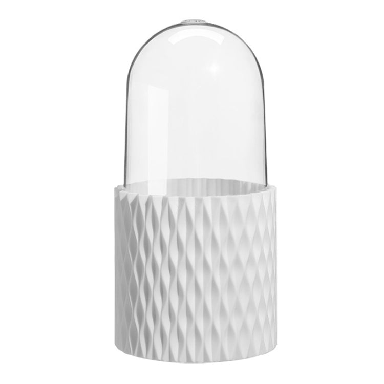 Large-capacity Rotating Cosmetics Storage Box Makeup Brush Storage Tube - White with Cover