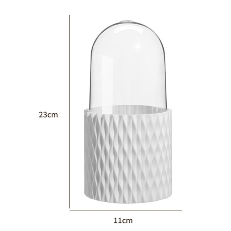 Large-capacity Rotating Cosmetics Storage Box Makeup Brush Storage Tube - White with Cover