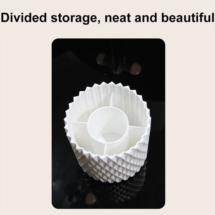 Large-capacity Rotating Cosmetics Storage Box Makeup Brush Storage Tube - White with Cover