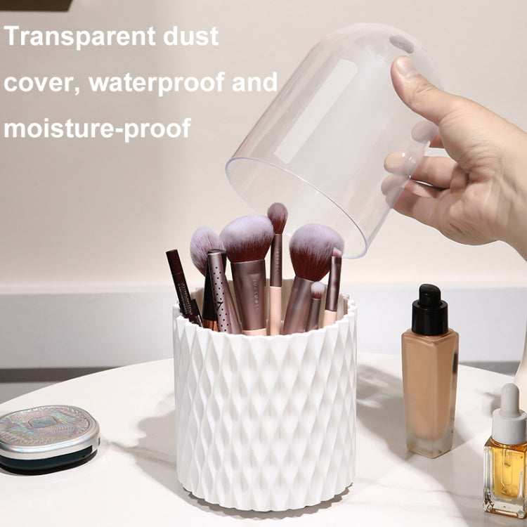 Large-capacity Rotating Cosmetics Storage Box Makeup Brush Storage Tube - White with Cover