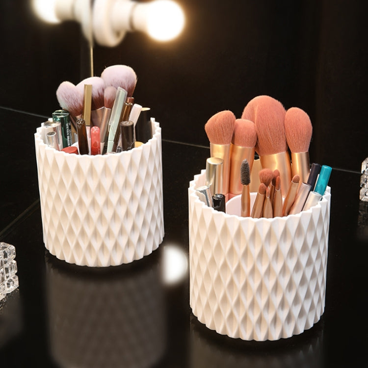Large-capacity Rotating Cosmetics Storage Box Makeup Brush Storage Tube - White with Cover