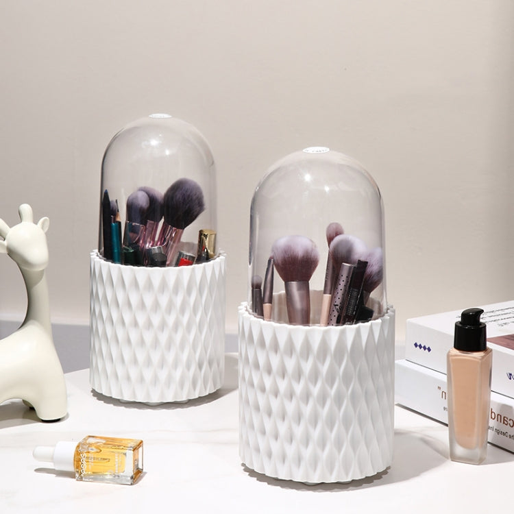 Large-capacity Rotating Cosmetics Storage Box Makeup Brush Storage Tube - White with Cover