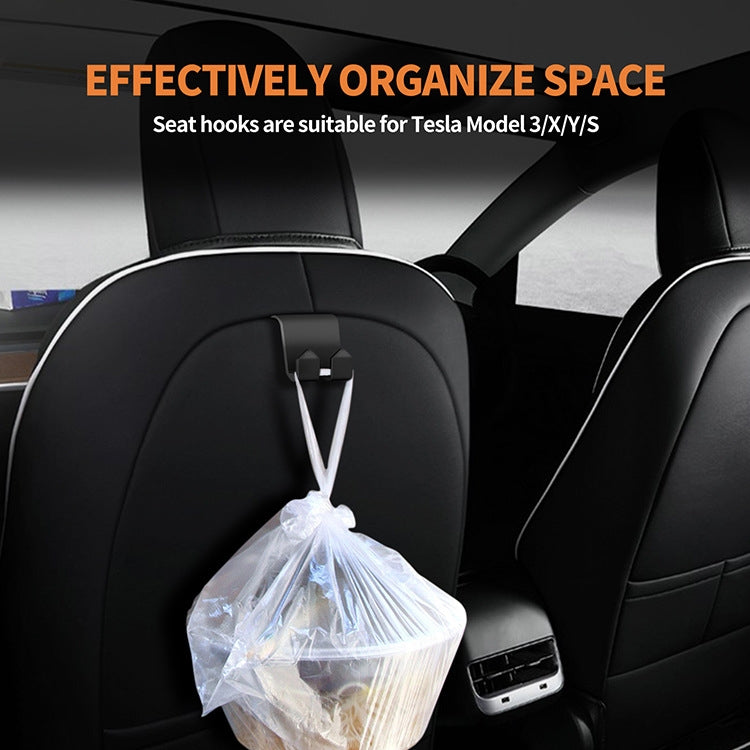 For Tesla Model 3/Y 2pcs Rear Seat Headrest Plastic Hook - Black