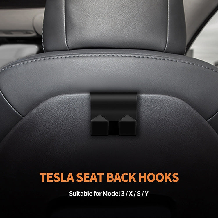For Tesla Model 3/Y 2pcs Rear Seat Headrest Plastic Hook - Black