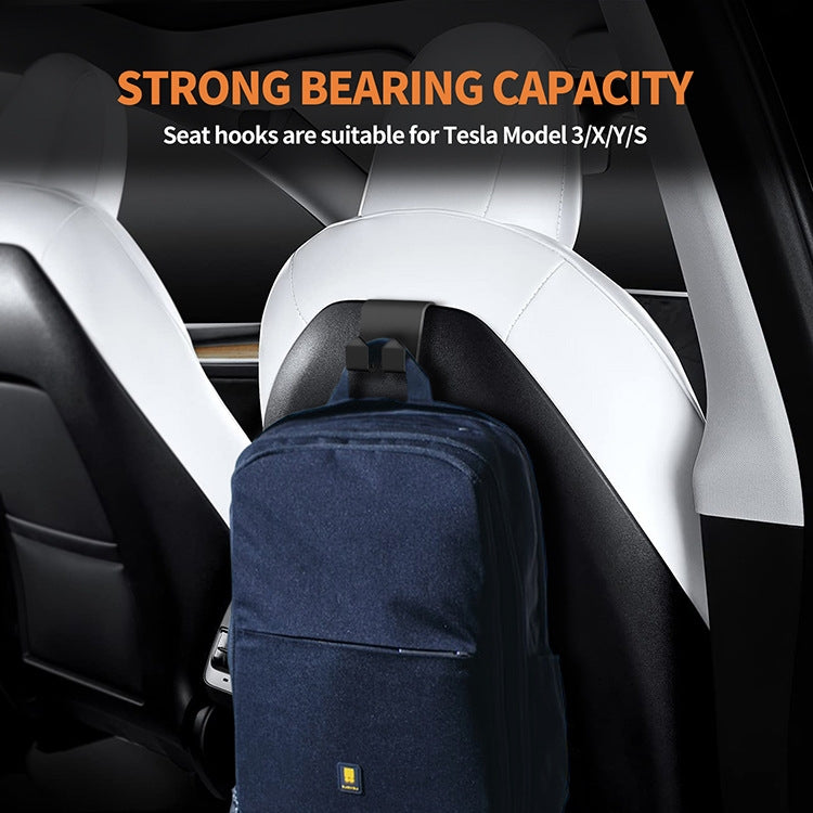 For Tesla Model 3/Y 2pcs Rear Seat Headrest Plastic Hook - Black