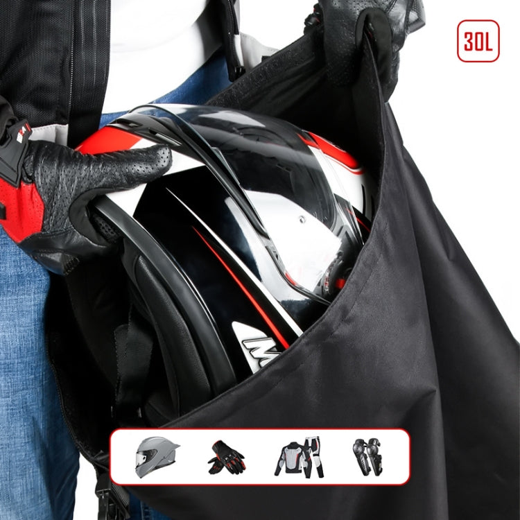 30L Outdoor Riding Motorcycle Helmet Bag Large Capacity Waterproof Combination Lock Storage Pack - Black