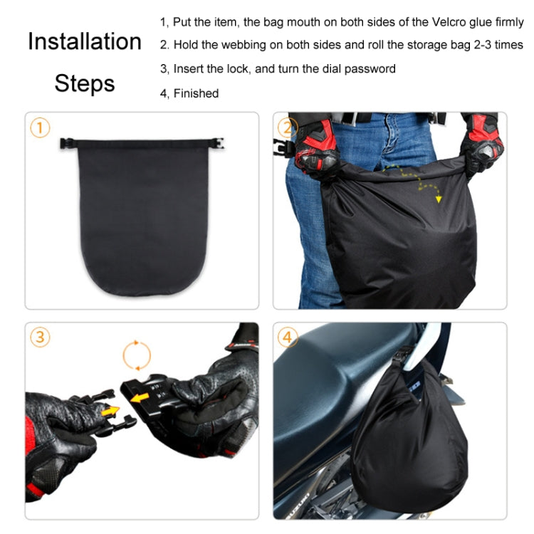 30L Outdoor Riding Motorcycle Helmet Bag Large Capacity Waterproof Combination Lock Storage Pack - Black