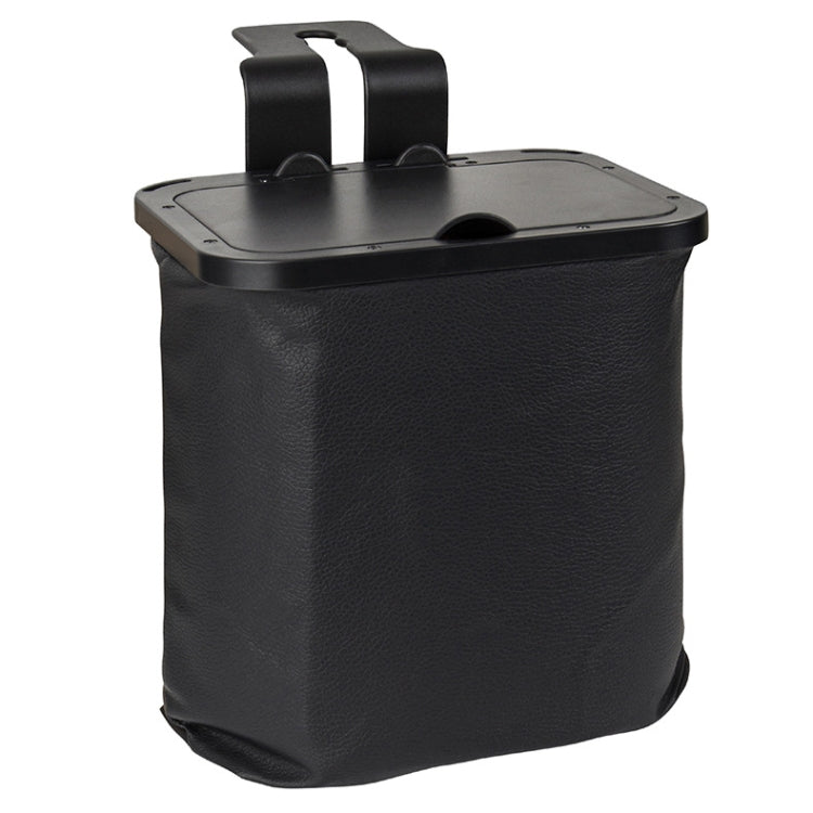 Car Rear Seat Foldable Large Capacity Hanging Waterproof Trash Can - Black